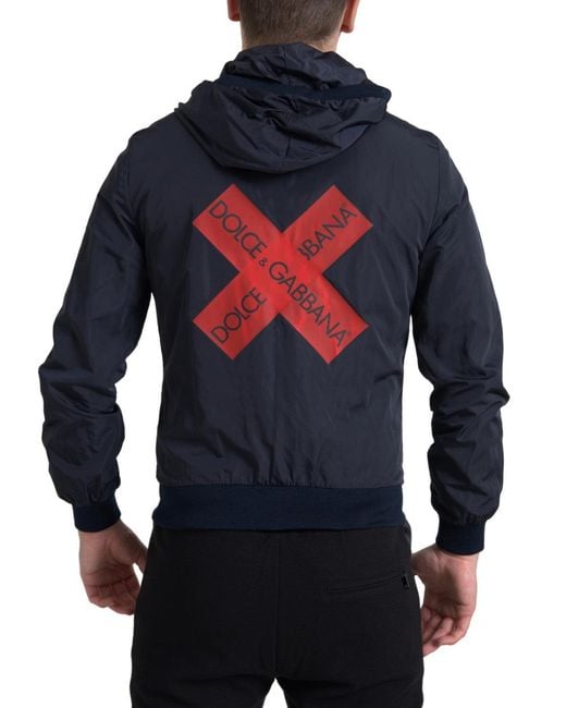 Dolce & Gabbana Blue Hooded Logo Full Zip Sweater for men