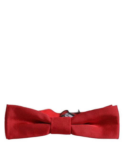 Dolce & Gabbana Men Red 100% Silk Adjustable Neck Papillon Bow Tie for men