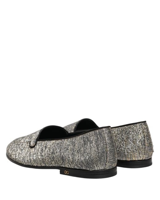 Dolce & Gabbana Gray Glitter Lurex Dg Logo Dress Loafers Shoes for men