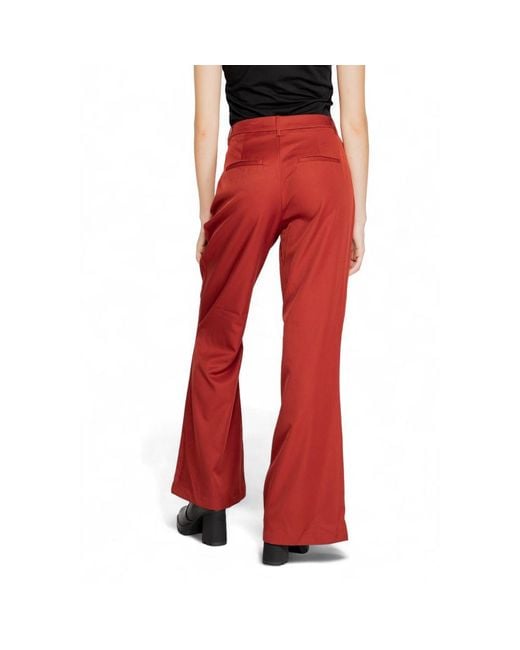 Vero Moda Red Polyester Flared Pants