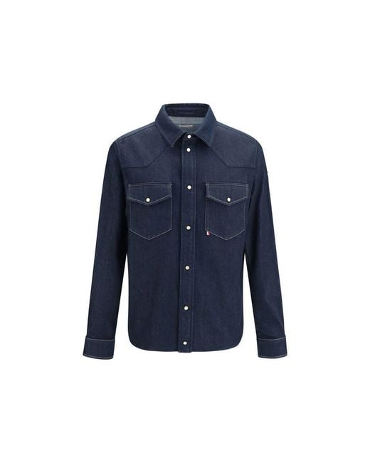 Moncler Blue Cotton Denim Jacket for men