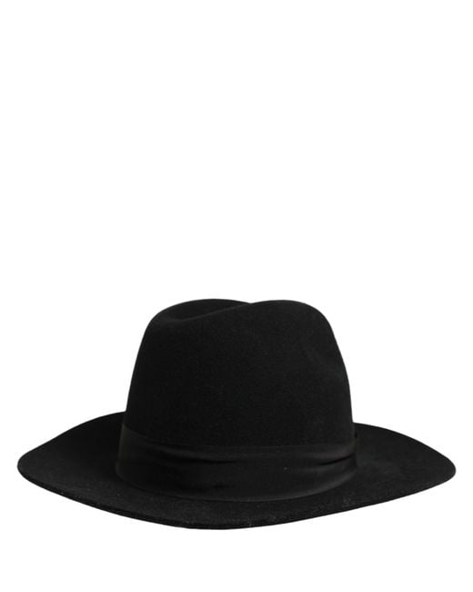 Dolce & Gabbana Men Black Classic Wide Brim Fedora Capello Hat