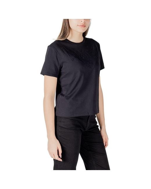 Jacqueline De Yong Black Cotton T-Shirt