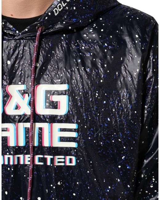 Dolce & Gabbana Blue D&g Game Hooded Men Sweatshirt Sweater for men