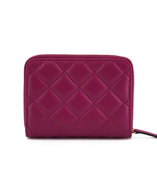 Versace Purple Elegant Quilted Leather Wallet