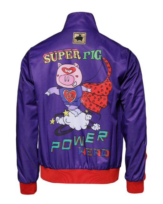 Dolce & Gabbana Blue Pig Print Track Jacket for men
