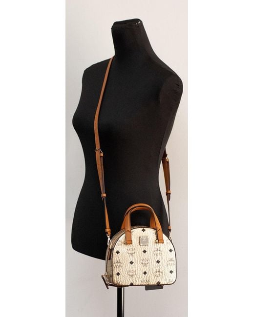 MCM Black Half Moon Mini Round Top Tote Crossbody Bag