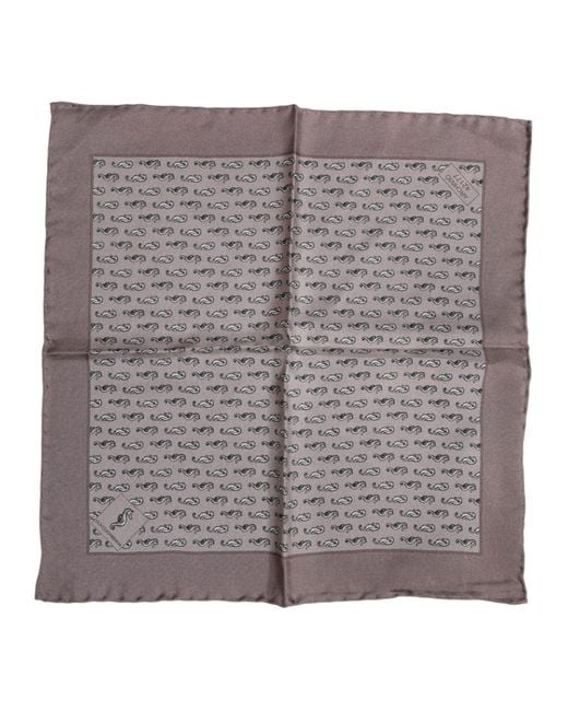 Dolce & Gabbana Gray Brown Sea Horse Silk Square Foulard Scarf for men