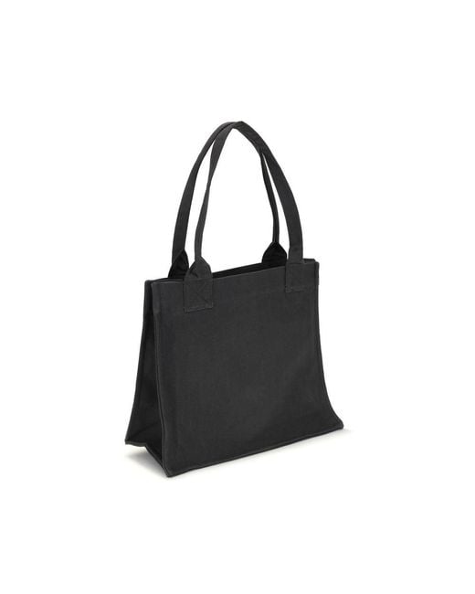 Ganni Black Logo Canvas Tote Bag