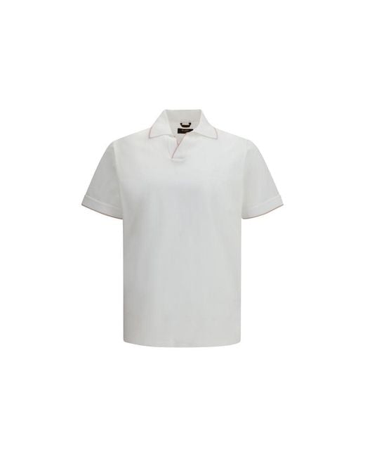 Moorer Gray White Cotton Polo Shirt for men
