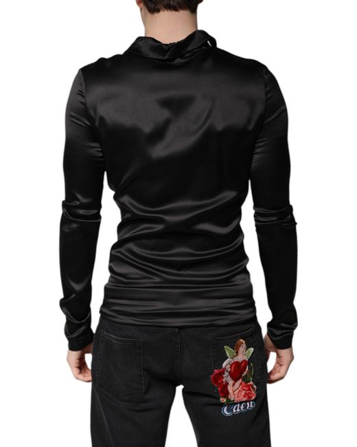 Dolce & Gabbana Black Silk Turtleneck Pullover Sweater for men