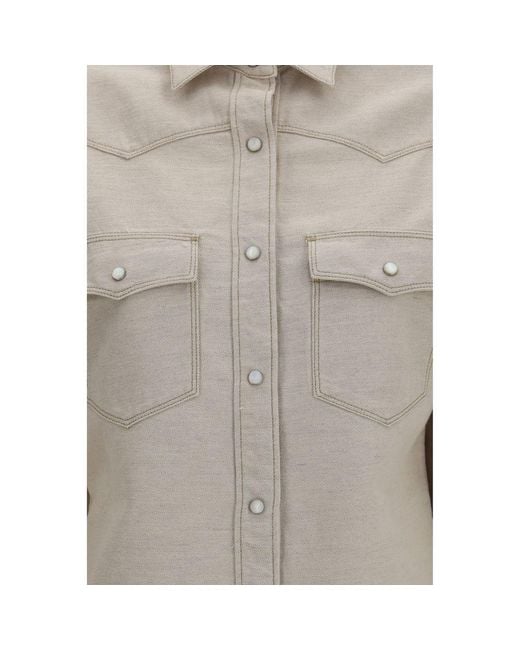 Fendi Gray Beige Denim Shirt