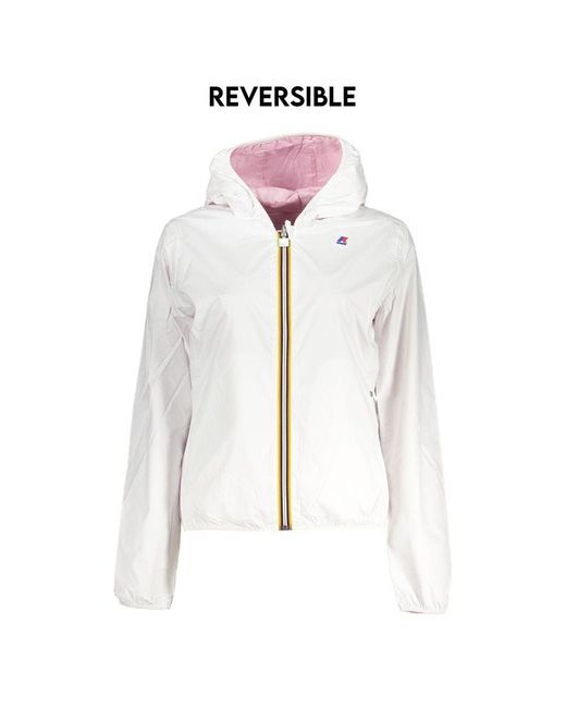 K-Way White Chic Reversible Hooded Jacket With Contrast Details
