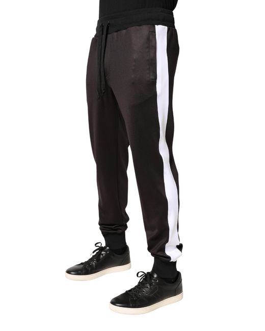 Dolce & Gabbana Black Brown Polyester Skinny Jogger Trouser Pants for men