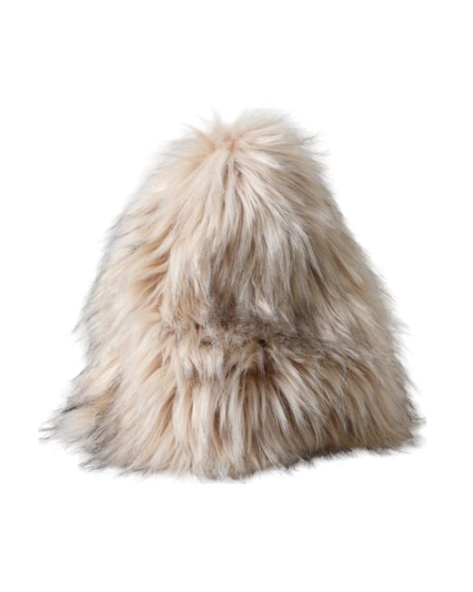 Dolce & Gabbana Natural Acrylic Fur Bucket Hat