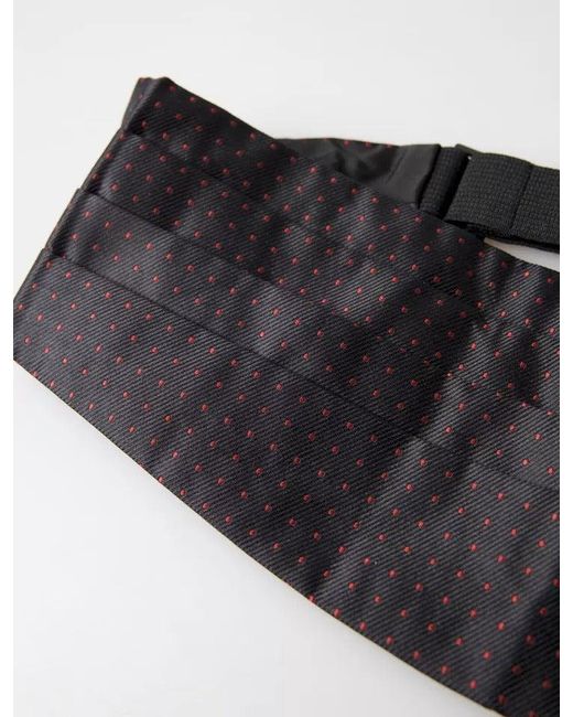 Dolce & Gabbana Black Silk Dotted Waist Tuxedo Belt Cummerbund for men