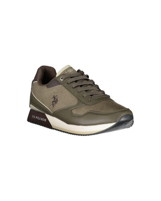 U.S. POLO ASSN. Green Sleek Sports Sneakers With Elegant Contrast Details for men