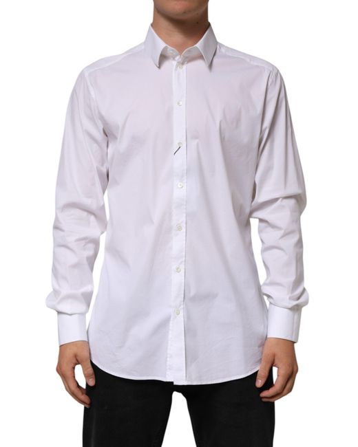 Dolce & Gabbana Purple Cotton Long Sleeves Formal Shirt Nylon Elastane for men