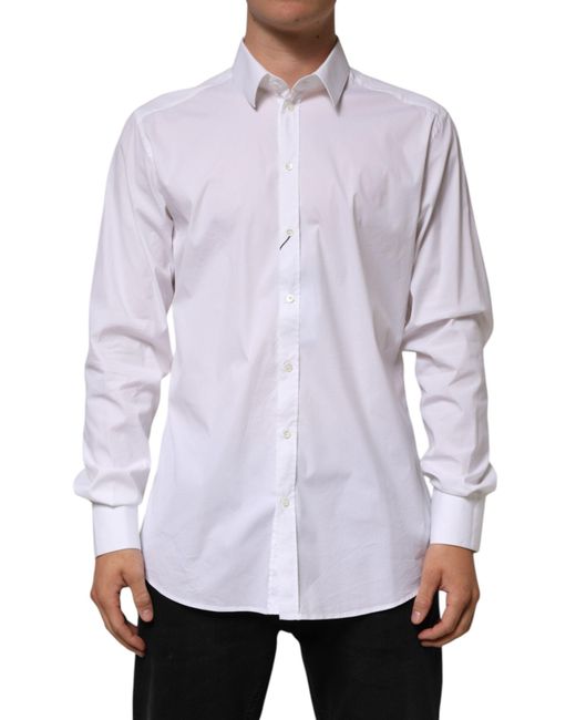 Dolce & Gabbana Purple Cotton Long Sleeves Formal Shirt Nylon Elastane for men