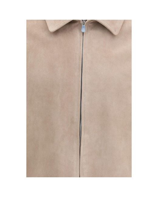 Brunello Cucinelli Natural Beige Calf Leather Bos Taurus Leather Jacket for men