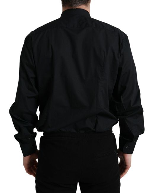 Dolce & Gabbana Black Cotton Collared Formal Dress Shirt for men