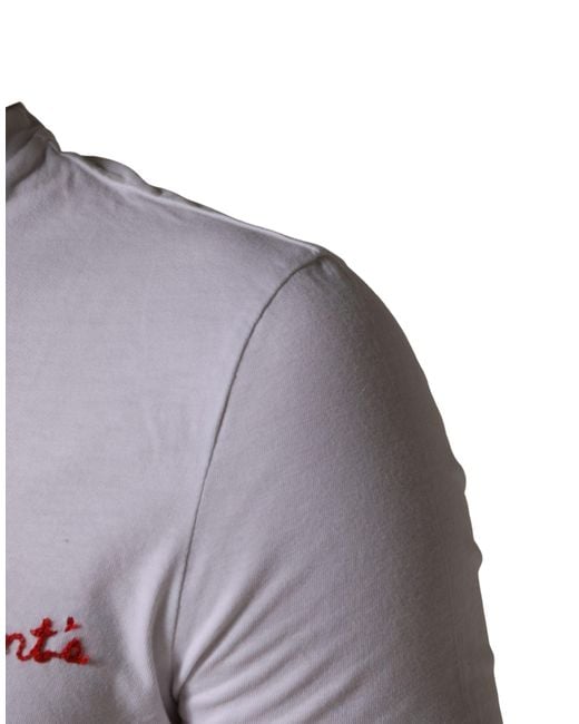 President's White Logo Embroidery Cotton Men Crew Neck T for men
