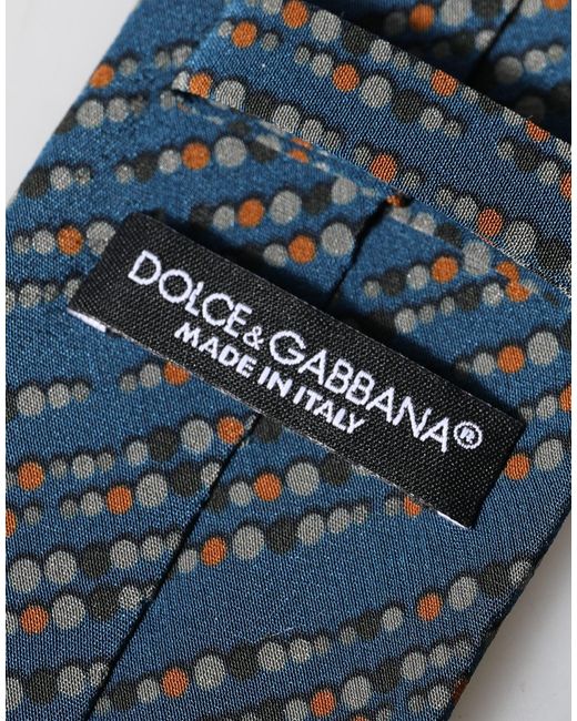 Dolce & Gabbana Blue Patterned 100% Silk Adjustable Men Tied Necktie Tie for men