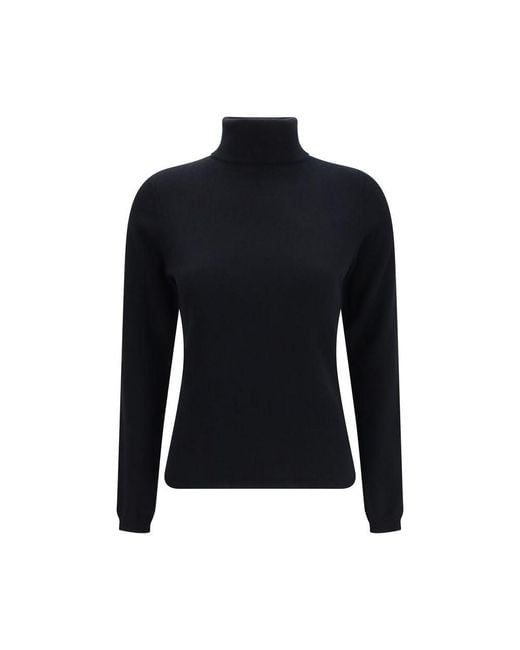 Allude Black Blue Cashmere Turtleneck