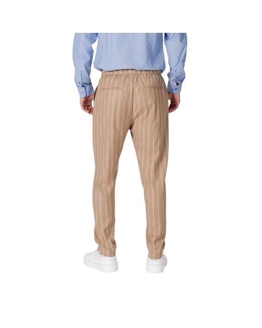 Gianni Lupo Blue Beige Polyester Pants for men