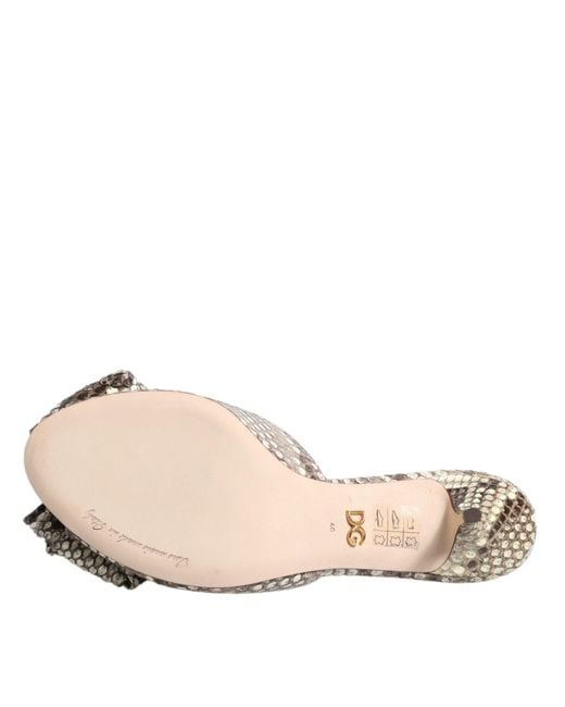 Dolce & Gabbana Metallic Multicolor Keira Bow Leather Peep Toe Mules Shoes