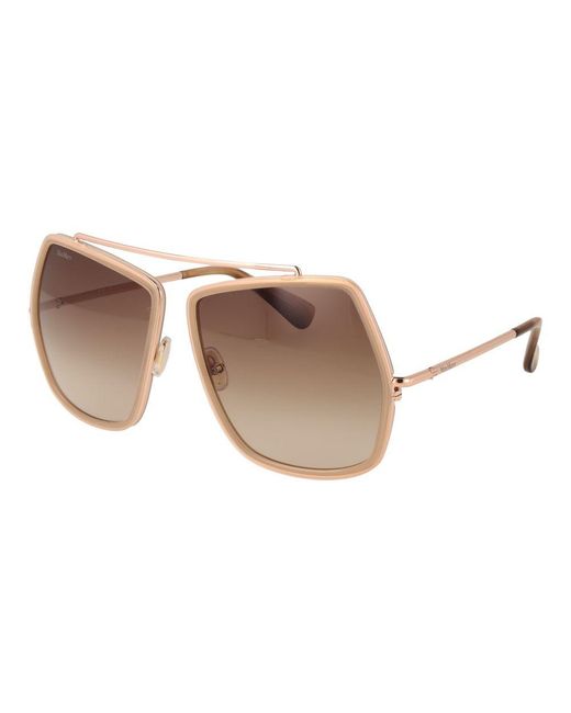 Max Mara White Beige Metal Sunglasses