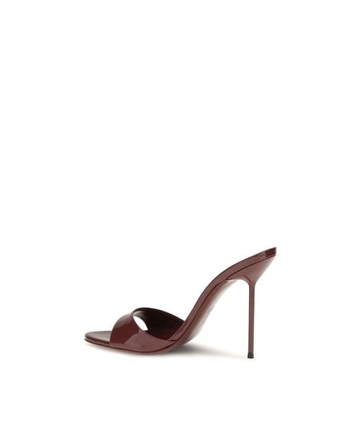 Paris Texas Brown Bordeaux Calf Leather Bos Taurus Stiletto Heel Sandals