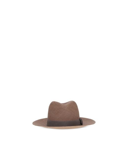 Brunello Cucinelli Brown Straw Fedora