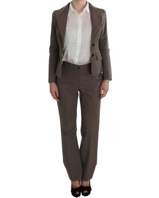 Bencivenga Black Wool-Cotton Suit Set Chic Elegance