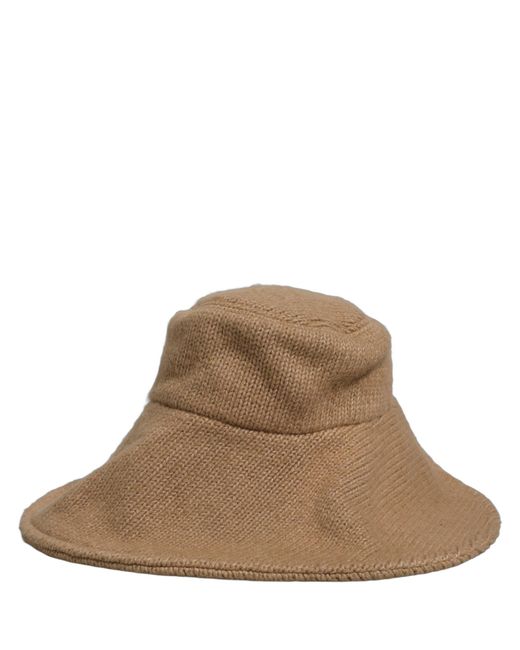 Dolce & Gabbana Brown Cotton Knit Widebrim Bucket Capello Hat