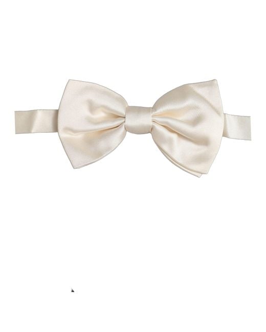 Dolce & Gabbana Natural Men White 100% Silk Adjustable Neck Papillon Bow Tie for men
