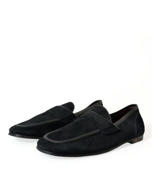 Dolce & Gabbana Black Velvet Slip On Loafers Dress Shoes for men