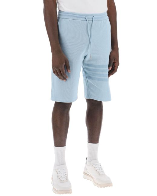 Thom Browne Blue 4 Bar Shorts In Cotton Knit for men