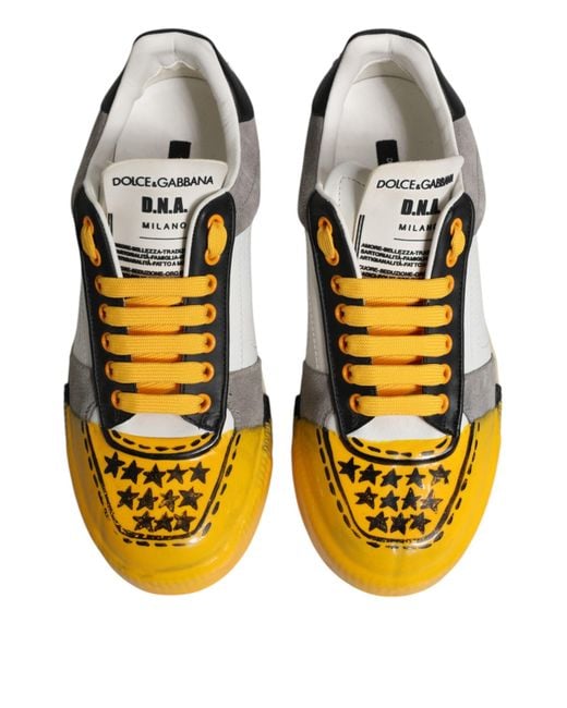 Dolce & Gabbana Yellow Leather Dna Low Top Sneakers Shoes for men