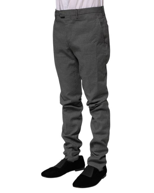 Bencivenga Gray Black White Checkered Tapered Dress Pants for men