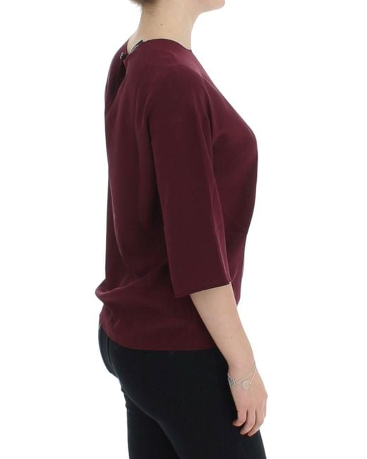 Dolce & Gabbana Purple 3/4 Sleeve Silk Blouse