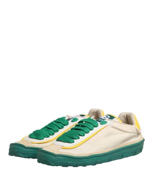 Dolce & Gabbana Green Multicolor Old Runner Lace Up Sneakers Shoes for men