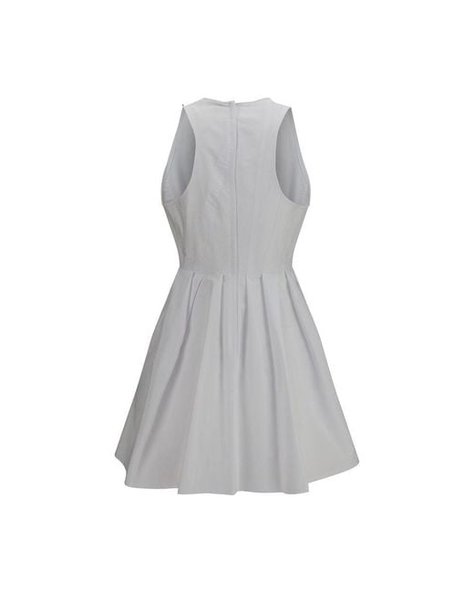 Max Mara Gray White Cotton Casual Dress