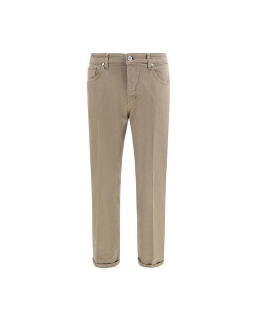 PT Torino Gray Beige Cotton Slim Fit Jeans for men