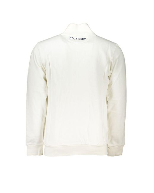 La Martina White Elegant Fleece Sweatshirt for men