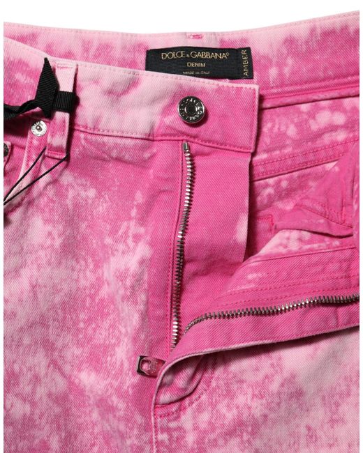 Dolce & Gabbana Pink Tie Dye High Waist Tapered Denim Jeans for men