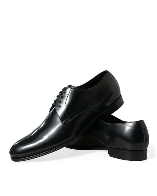 Dolce & Gabbana Black Leather Lace Up Dress Derby Shoes for men