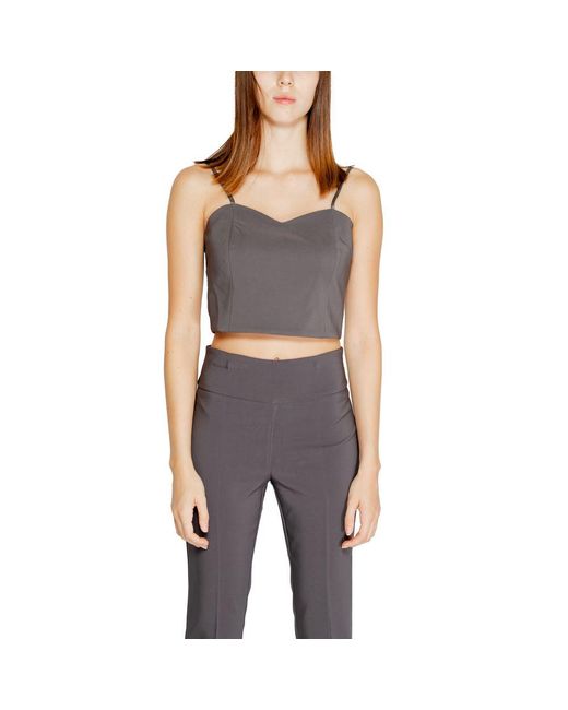 Rinascimento Black Gray Polyester Tops & T