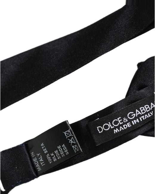 Dolce & Gabbana Men Black 100% Silk Adjustable Neck Papillon Bow Tie for men