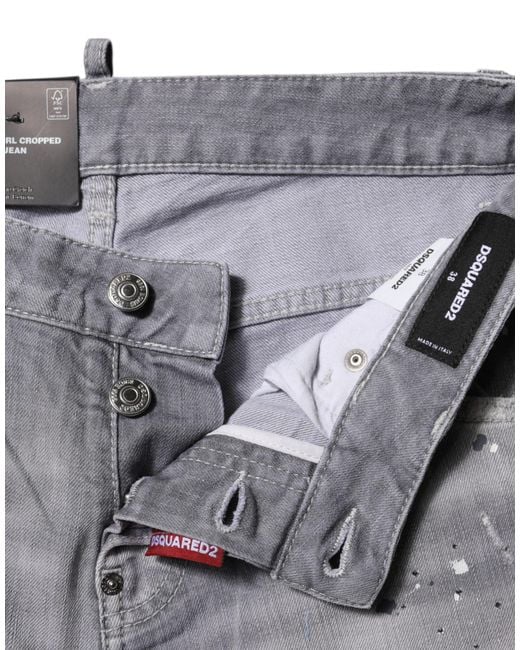 DSquared² Gray Washed Mid Waist Tapered Jeans for men